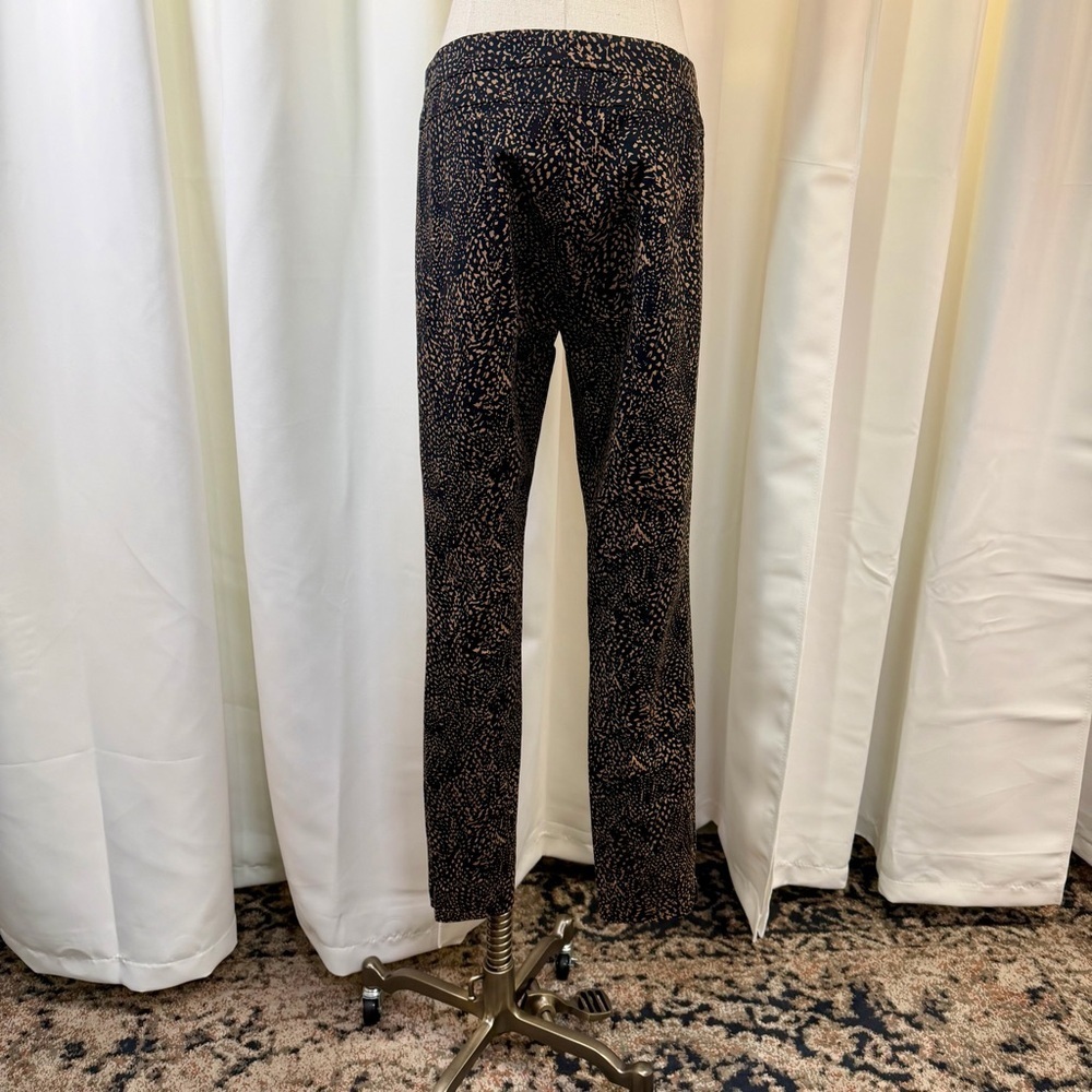 Etcetera Tan & Black Abstract Speckled Print Slim Leg Zip Hem Trousers Size 0 - Picture 10 of 14